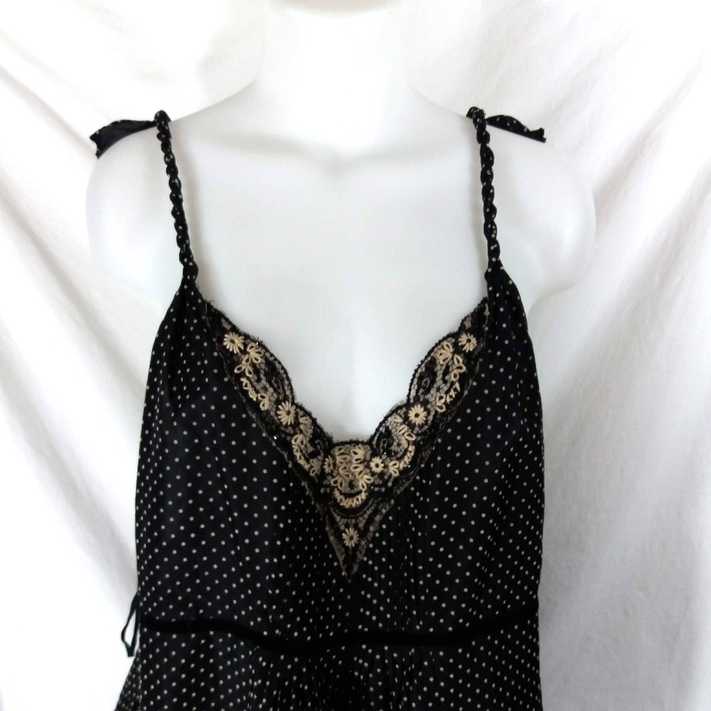 Rebecca Taylor Polka Dot Silk Top 4 Open Sides - Picture 5 of 7